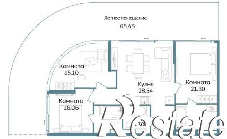 3-комн квартира в новом доме