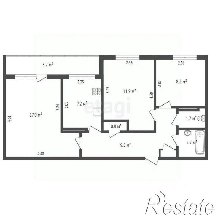3-комн квартира 1-й микрорайон, 37,  д. 37
