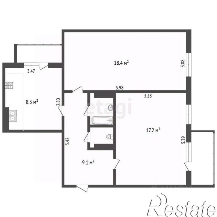 2-комн квартира 2-й микрорайон, 60/2а,  д. 60/2а
