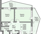 2-комн, 66 кв м, этаж 12/12 улица Левитана, 5