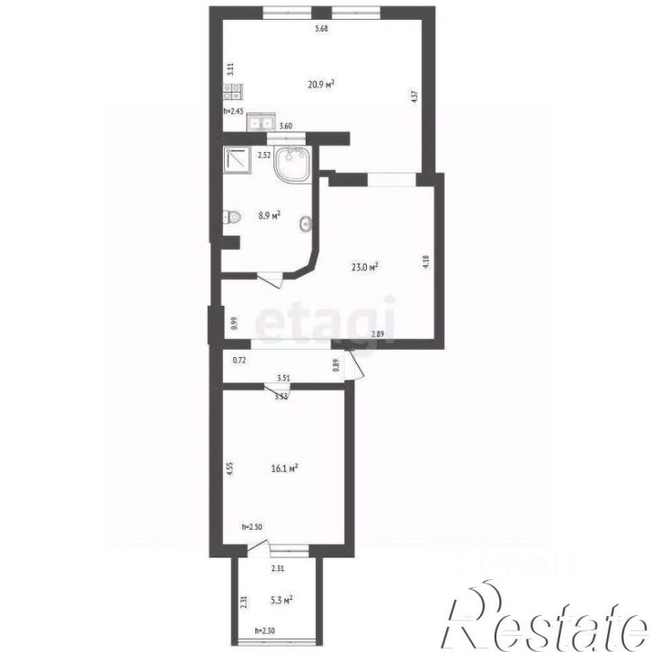 2-комн квартира Курортная улица, 4Е,  д. 4Е