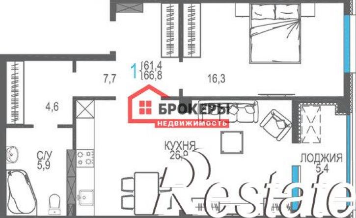 1-комн квартира улица Токарева, 18Д к3,  д. 18Д к3