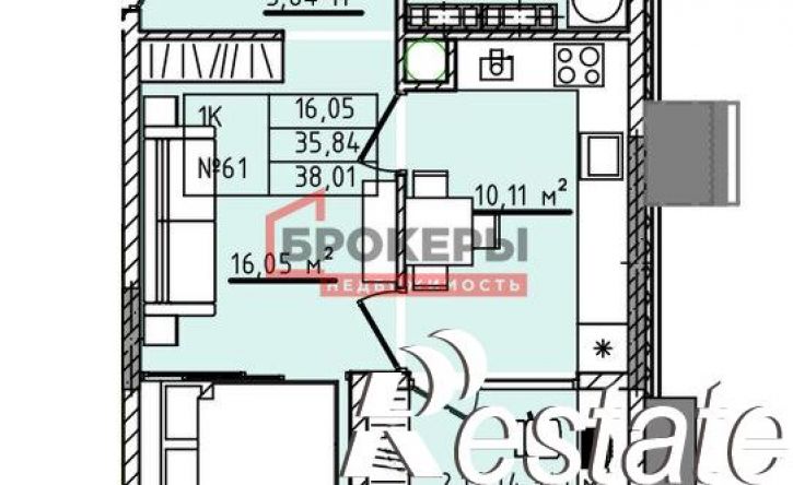 1-комн квартира улица Челнокова, 17 к2Г,  д. 17 к2Г