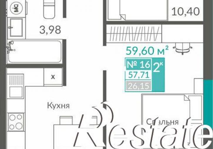 2-комн квартира в новом доме Балаклавское шоссе, 7,  д. 7