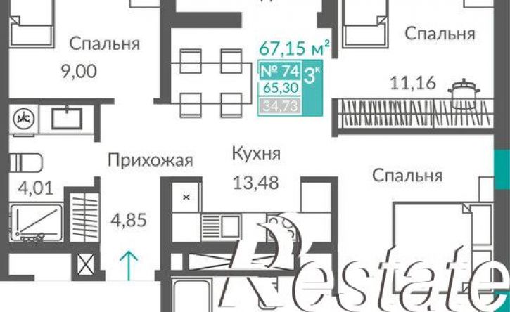 3-комн квартира в новом доме Балаклавское шоссе, 7,  д. 7
