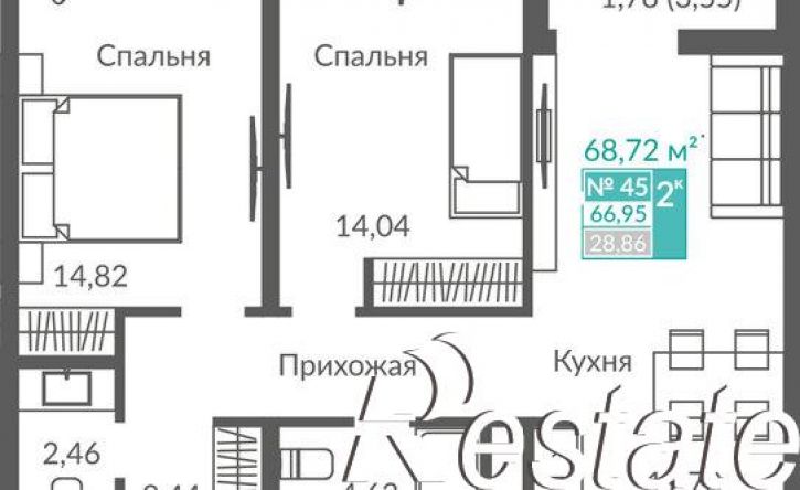 2-комн квартира в новом доме Балаклавское шоссе, 7,  д. 7