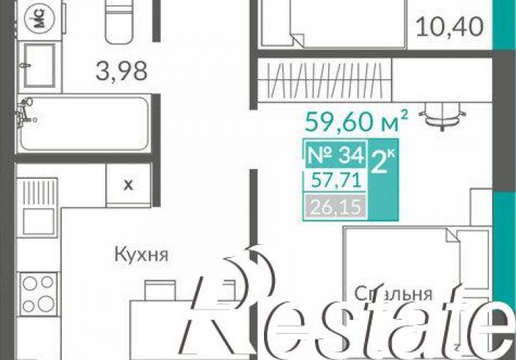 2-комн квартира в новом доме Балаклавское шоссе, 7,  д. 7