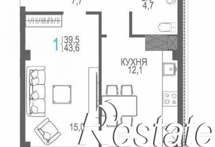 1-комн квартира улица Токарева, 18Д к2,  д. 18Д к2