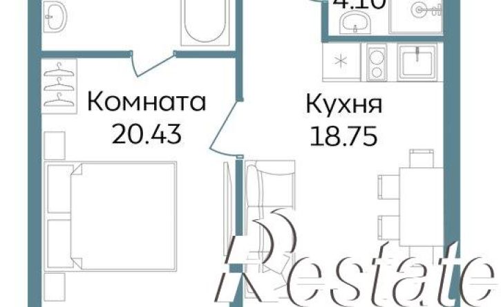 2-комн квартира в новом доме